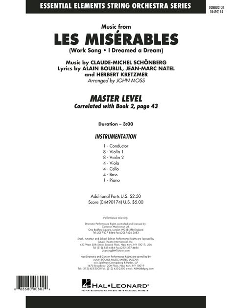Music From Les Misérables (arr. John Moss) - Conductor Score (Full Score)